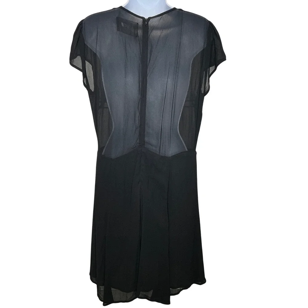 Reformation Womens Black Sheer Cap Sleeve Dress Sz 10 LBD‎ Party Holiday NYE